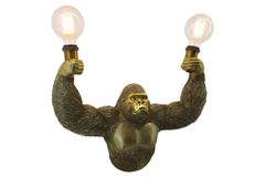 Moderne Wandlampe KING APE 50cm gold Affen-Skulptur handmade