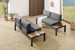 Modulare Garten Sitzgruppe ORLANDO LOUNGE 240cm anthrazit Aluminium wetterfest inkl. Kissen