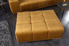 Extravaganter Hocker ELEGANCIA 110cm senfgelb Vogue Velours Samt mit Ziersteppung