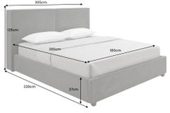 Komfortables Boxbett ROCCO 180x200cm dunkelgrau Cord mit Stauraum und Lattenrost
