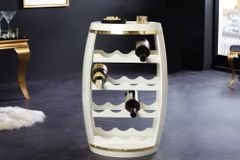 Design Weinfass BODEGA WHITE 65cm weiß gold Pinie Flaschenregal 14 Flaschen