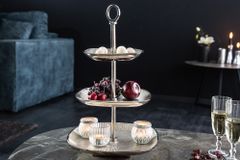 Moderne Etagere ORIENT 45cm silber Hammerschlag-Design mit drei Etagen
