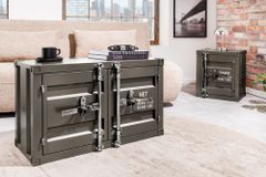 Container-Schrank GLOBETROTTER 80cm anthrazit Metall Couchtisch mit Flügeltüren Kommode