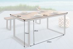 Moderner Gartentisch TAMPA LOUNGE 180cm grau natur Aluminium Outdoor Esstisch wetterfest