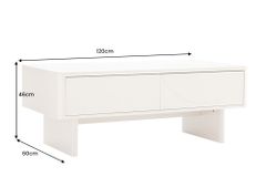 Design Couchtisch SAVOY 120cm kaschmir weiß Keramik Marmor mit Schubladen