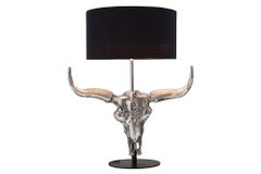 Extravagante Tischlampe EL TORO 68cm schwarz Stierkopf Tischleuchte