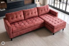 Ecksofa STOCKHOLM 220cm altrosa Samtstoff Federkern 3-Sitzer-Sofa