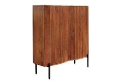 Massives Highboard GRANDEUR 120cm braun Mangoholz schwarz Metall