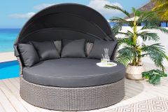 Outdoor Sonneninsel PLAYA LIVING 165cm grau Polyrattan Aluminium inkl. Kissen wetterfest