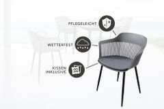 Design Stuhl AIRE grau Kunststoff Stahlgestell Indoor Outdoor inkl. Kissen