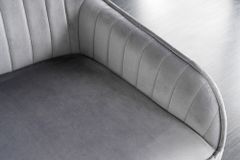 Design Sitzbank TURIN 160cm silbergrau Samt schwarz Metall Armlehne