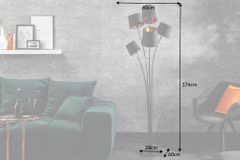 Design Stehlampe LEVELS 176cm mit 5 Leinenschirmen schwarz gold Stehleuchte