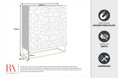 Massivholz Highboard VULCANO 120cm braun Mangoholz mit 3D Schnitzereien handmade Metallgestell schwarz