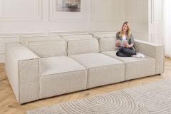 3-Sitzer Sofa BOSSA NOVA 260cm beige ocean Strukturstoff Couch inkl. Kissen