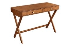 Stilvoller Konsolentisch SECRETARIO 110cm braun Akazie gold mit Schubladen