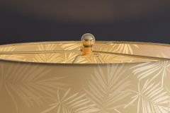 Moderne Tischlampe CLASSICO 50cm transparent Glas weiß gold Leinenschirm