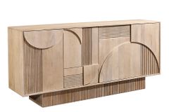 Design Sideboard ART DECO 170cm weiß gekälkt Mangoholz massiv 3D-Front