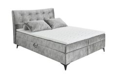Design Boxbett DECADENCIA 180x200cm silbergrau Samt mit Stauraum Matratze Topper