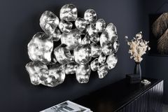 Moderne Wanddekoration VARIATION 105cm silber Metall handmade