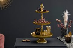Etagere ORIENT 50cm gold im Hammerschlag Design mit drei Etagen