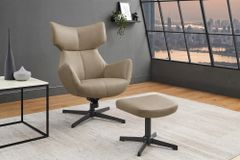 Design Hocker VOGUE 45cm taupe Kunstleder drehbar Metallbeine Fußhocker