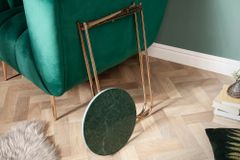 Handgearbeiteter Beistelltisch NOBLE I 35cm grün Marmor abnehmbare Tischplatte rund