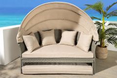 Outdoor Sonneninsel PLAYA LIVING 165cm natur Polyrattan inklusive Kissen Aluminium wetterfest