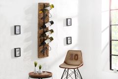 Massives Wand Weinregal BARRACUDA 100cm natur Teakholz Flaschenhalter