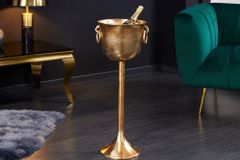 Dekorativer Sektkühler CHAMPAGNE 80cm antik gold handmade Metall Flaschenkühler