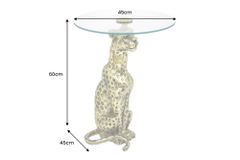 Runder Beistelltisch WILDLIFE PANTHER 60cm gold antik Metall Glas Skulptur handmade
