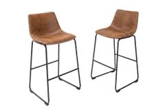 Design Barhocker DJANGO vintage braun Microfaser mit Lehne Eisengestell schwarz