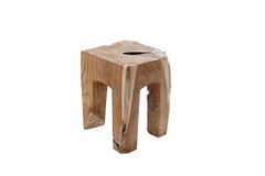 Massivholz Beistelltisch MOLAR 30cm Hocker Teak Block aus einem Stück gefertigt