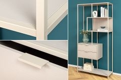 Modernes Bücherregal SLIM LINE 185cm champagner beige Metall mit Schubladen
