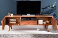 Massives TV-Board MYSTIC LIVING 140cm Akazie natur 3D Oberfläche Massivholz