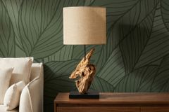 Treibholz Tischlampe HYPNOTIC 60cm natur Leinen-Schirm