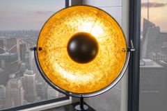 Industrial Stehlampe STUDIO 150cm schwarz Blattgold-Optik neigbarer Schirm