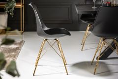 Design Stuhl SCANDINAVIA MEISTERSTÜCK schwarz goldene Beine