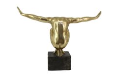 Deko-Figur HIGH DIVER 50cm gold schwarz handmade Athleten-Skulptur