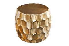 Design Beistelltisch ORGANIC ORIENT 55cm gold Metall Hammerschlag Nachttisch handmade rund
