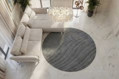 Runder Teppich WAVE 230cm anthrazit 3D strukturierter Kurzflor Indoor Hoch-Tief-Effekt