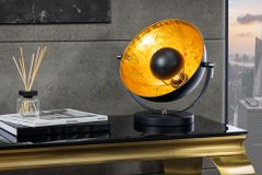 Industrial Design Tischlampe STUDIO 40cm schwarz Blattgold-Optik neigbarer Schirm