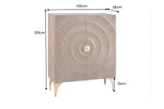 Massives Highboard GOLDEN SUNSET 120cm braun gold Mangoholz mit 3D Schnitzereien