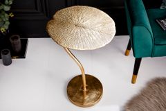 Handgearbeiteter Design Beistelltisch ABSTRACT LEAF 40cm gold