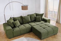 Moderner Hocker ELEGANCIA 110cm grün Cord mit Ziersteppung