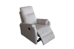 Exklusiver 1er Kinosessel HOLLYWOOD beige Strukturstoff elektrische Liegeposition