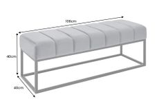 Moderne Sitzbank PETIT BEAUTÉ 110cm silbergrau Samt schwarzes Gestell