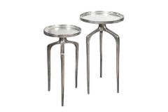 2er Set Beistelltische ABSTRACT 60cm silber Metall rund Shabby Chic Design