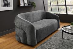 Design Sofa VOGUE 200cm grau Chenille Cremona 3-Sitzer Couch mit Nosagfederung