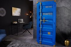 Design Aktenschrank GLOBETROTTER 180cm blau Eisen Container Upcycling Industrial