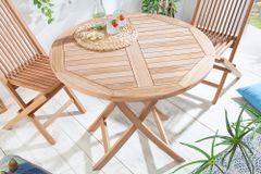 Massiver Gartentisch EMPIRE TEAK 90cm Teakholz rund klappbar Balkontisch Outdoor